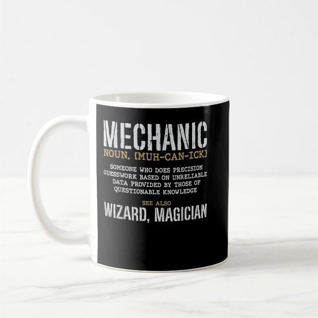 Mechanische Definition Funny Noun bedeutet Vintag Kaffeetasse (Links)