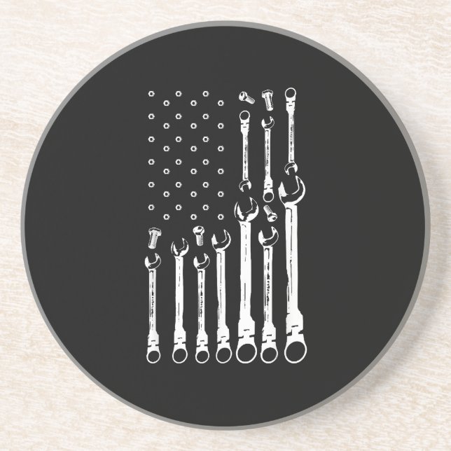 Mechanische Fahne Amerikanisches Flag Flag Mechani Getränkeuntersetzer (Vorne)
