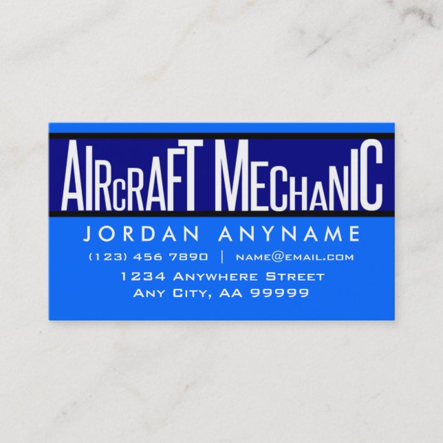 Mechanische Funky Text Blue Business Card Visitenkarte (Vorderseite)