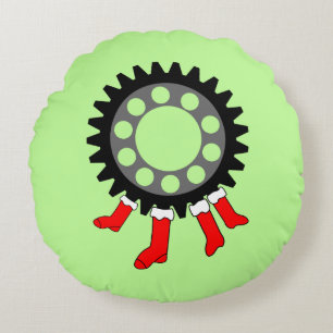 Mechanische Gear Weihnachtsbauten Strumpf Rundes Kissen