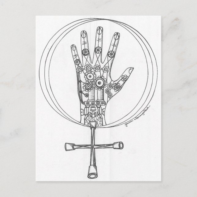 Mechanische Hand Postkarte (Vorderseite)