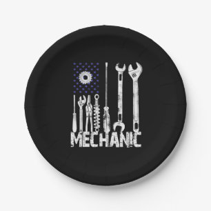 Mechanische Liebhaber Mechanische Flagge USA Pappteller