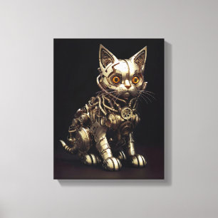 Mechanische Masse: Eine Steampunkalkatze Leinwanddruck