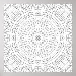 Mechanische Ring-Mandala-Präzisions-Farbkunst Poster