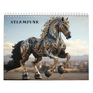 Mechanische Steampunk-Hengste Kalender