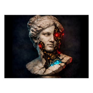Mechanische Venus: Cyberpunk-Statuen-Kunst Poster