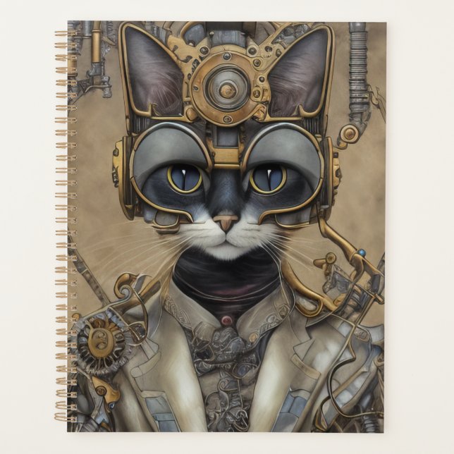 Mechanische Vintage Steampunkkatze Planer (Vorderseite)
