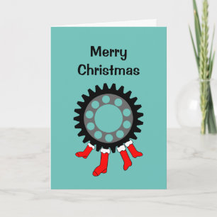 Mechanische Weihnachtsstrümpfe mit Zahnrad Dankeskarte