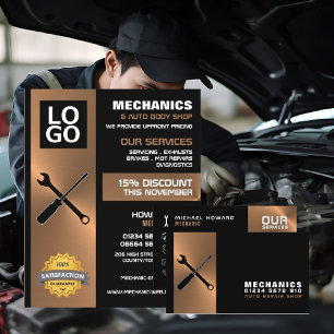 Mechanische Werkzeuge, Auto Mechanik und Reparatur Visitenkarte