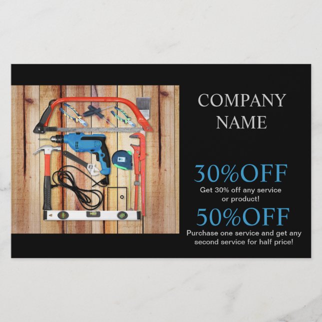 Mechanische Werkzeuge Handyman Carpentry Construct Flyer (Vorne)