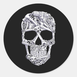 Mechanische Werkzeuge Skull Garage Halloween Kostü Runder Aufkleber