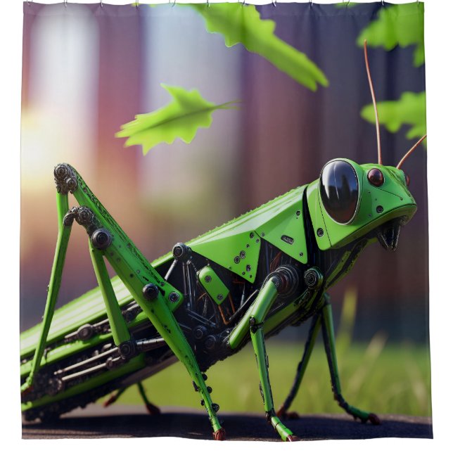 Mechanischer Grasshopper Duschvorhang (Vorderseite)
