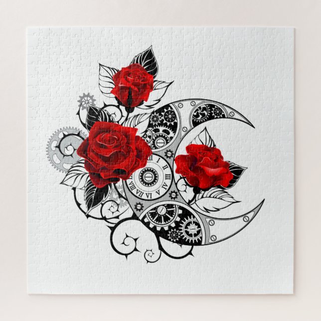 Mechanischer Halbmond mit Rote Rosen (Vertikal)