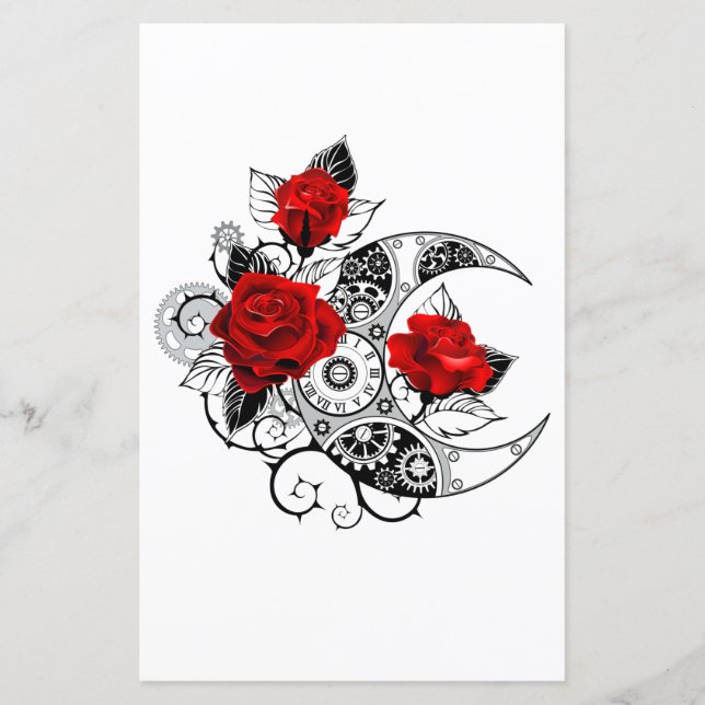 Mechanischer Halbmond mit Rote Rosen (Vorderseite)