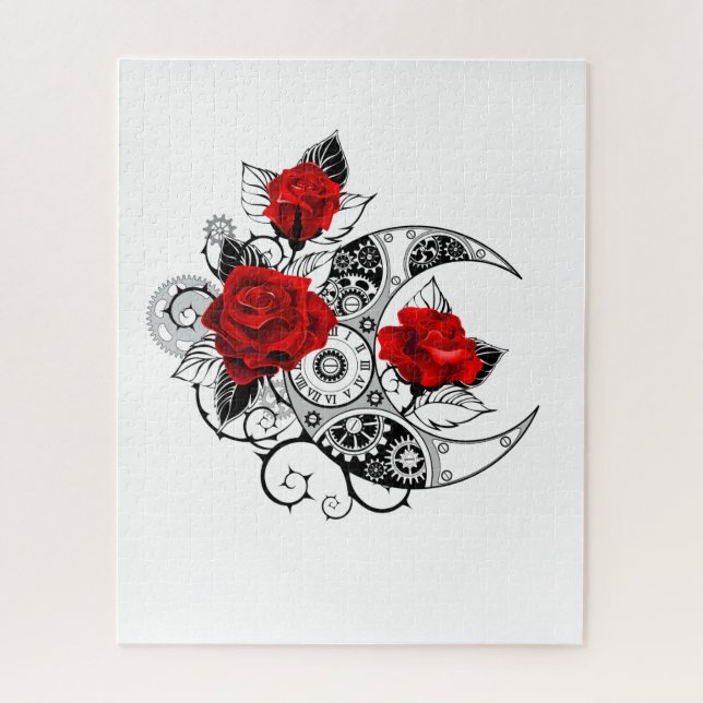Mechanischer Halbmond mit Rote Rosen (Vertikal)