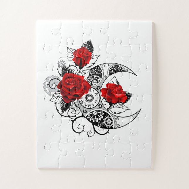 Mechanischer Halbmond mit Rote Rosen (Vertikal)