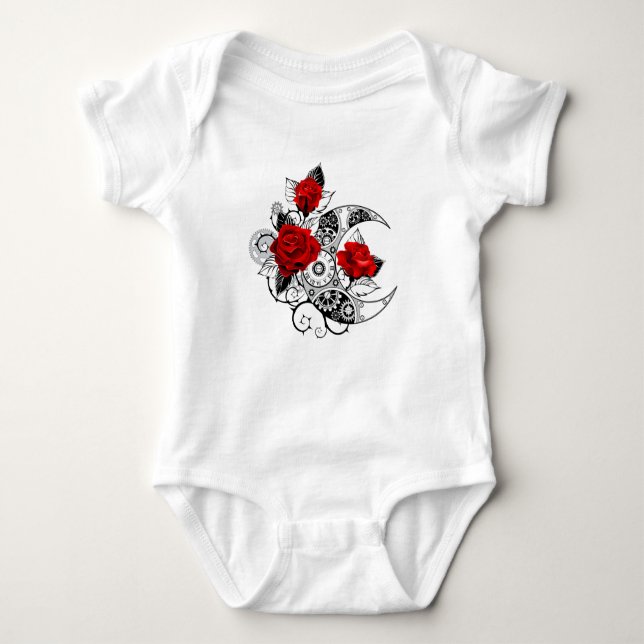 Mechanischer Halbmond mit Rote Rosen Baby Strampler (Vorderseite)