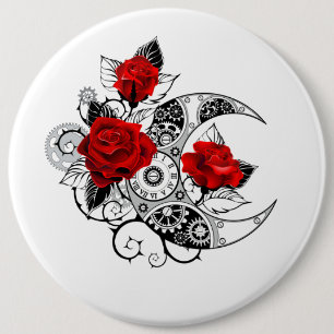 Mechanischer Halbmond mit Rote Rosen Button