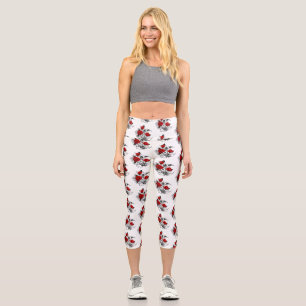 Mechanischer Halbmond mit Rote Rosen Capri Leggings