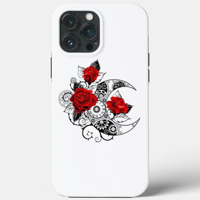 Mechanischer Halbmond mit Rote Rosen Case-Mate iPhone Hülle (Rückseite)