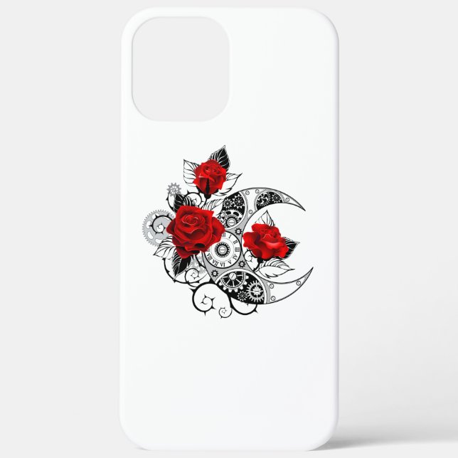 Mechanischer Halbmond mit Rote Rosen Case-Mate iPhone Hülle (Rückseite)