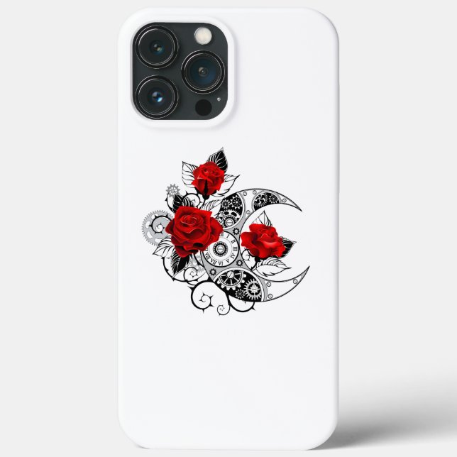 Mechanischer Halbmond mit Rote Rosen Case-Mate iPhone Hülle (Rückseite)