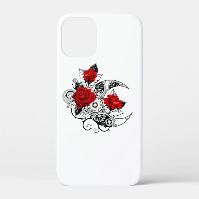 Mechanischer Halbmond mit Rote Rosen Case-Mate iPhone Hülle (Rückseite)