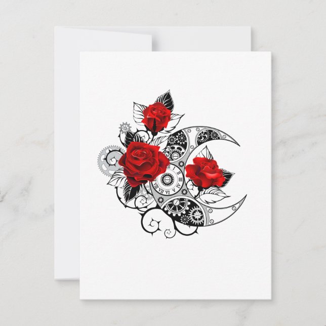 Mechanischer Halbmond mit Rote Rosen Dankeskarte (Vorderseite)