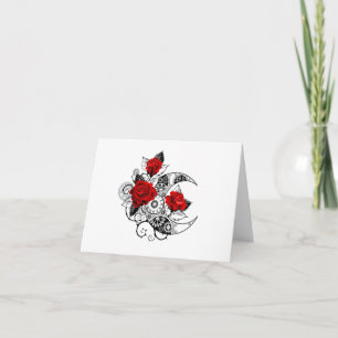 Mechanischer Halbmond mit Rote Rosen Einladung