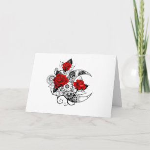 Mechanischer Halbmond mit Rote Rosen Einladung
