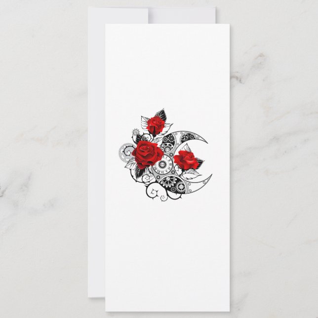 Mechanischer Halbmond mit Rote Rosen Einladung (Vorderseite)