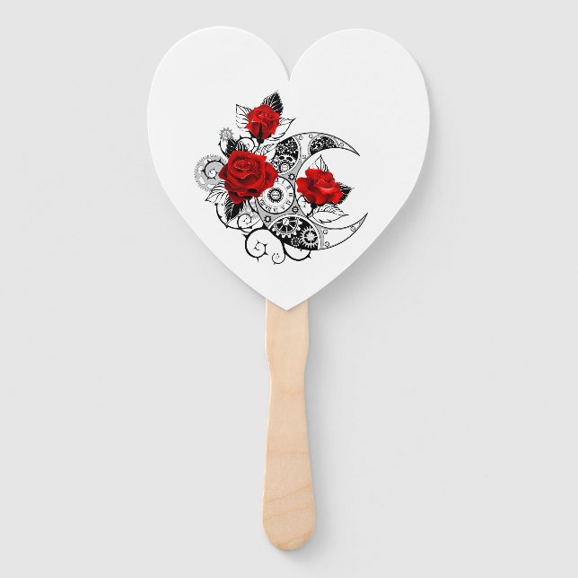Mechanischer Halbmond mit Rote Rosen Fächer (Vorderseite)