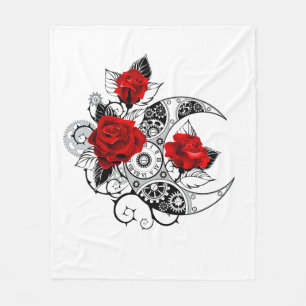 Mechanischer Halbmond mit Rote Rosen Fleecedecke
