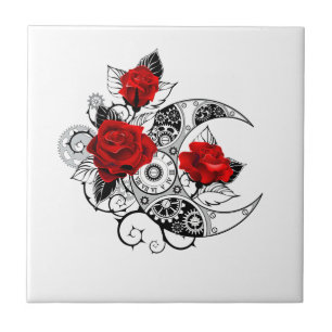 Mechanischer Halbmond mit Rote Rosen Fliese