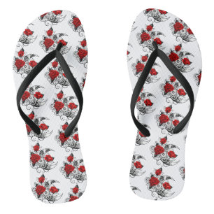 Mechanischer Halbmond mit Rote Rosen Flip Flops
