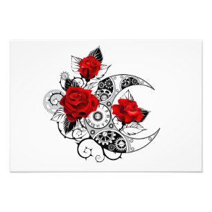 Mechanischer Halbmond mit Rote Rosen Fotodruck