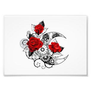 Mechanischer Halbmond mit Rote Rosen Fotodruck