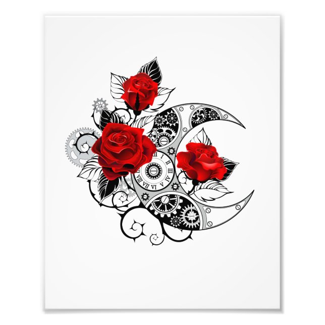 Mechanischer Halbmond mit Rote Rosen Fotodruck (Vorne)