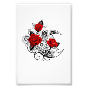 Mechanischer Halbmond mit Rote Rosen Fotodruck