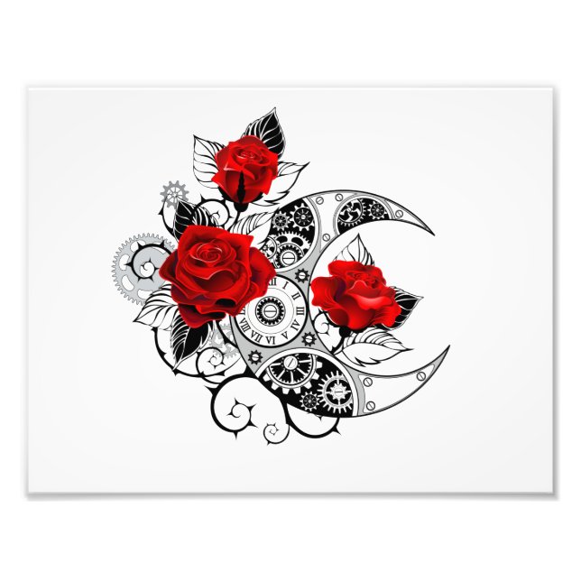 Mechanischer Halbmond mit Rote Rosen Fotodruck (Vorne)