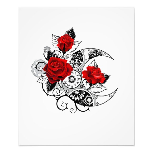 Mechanischer Halbmond mit Rote Rosen Fotodruck (Vorne)