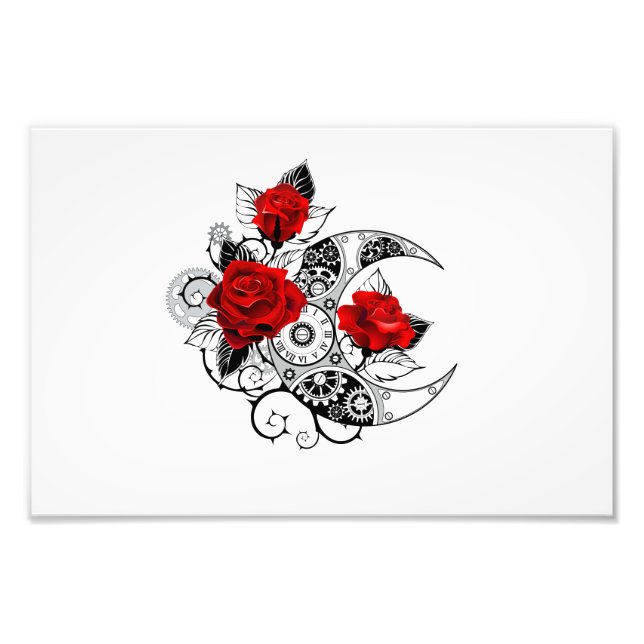 Mechanischer Halbmond mit Rote Rosen Fotodruck (Vorne)