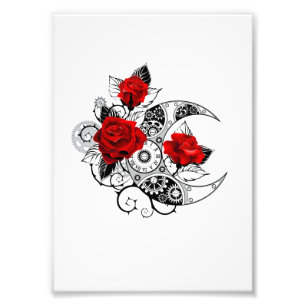 Mechanischer Halbmond mit Rote Rosen Fotodruck