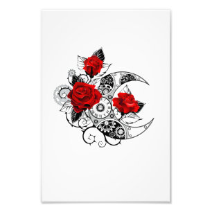 Mechanischer Halbmond mit Rote Rosen Fotodruck