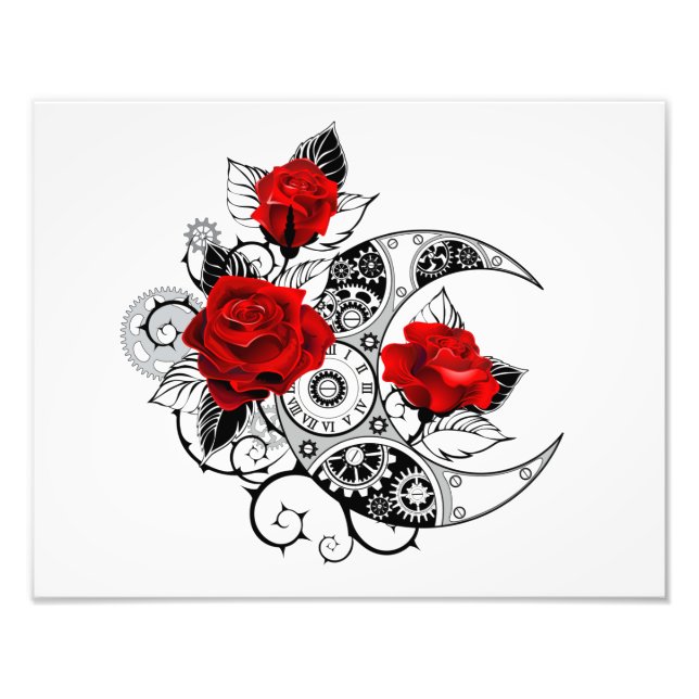 Mechanischer Halbmond mit Rote Rosen Fotodruck (Vorne)