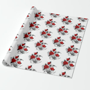 Mechanischer Halbmond mit Rote Rosen Geschenkpapier