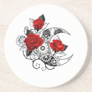 Mechanischer Halbmond mit Rote Rosen Getränkeuntersetzer
