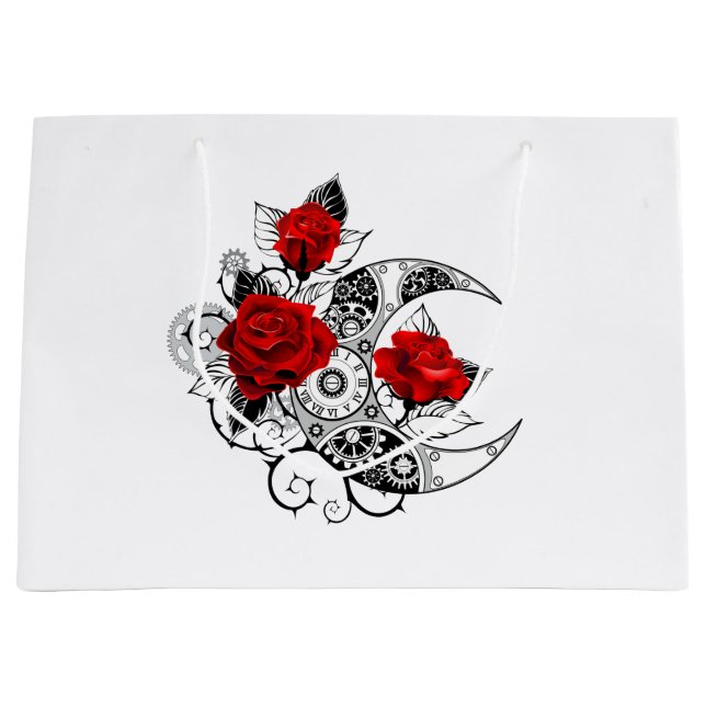 Mechanischer Halbmond mit Rote Rosen Große Geschenktüte (Vorderseite)