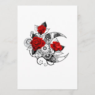 Mechanischer Halbmond mit Rote Rosen Hinweiskarte