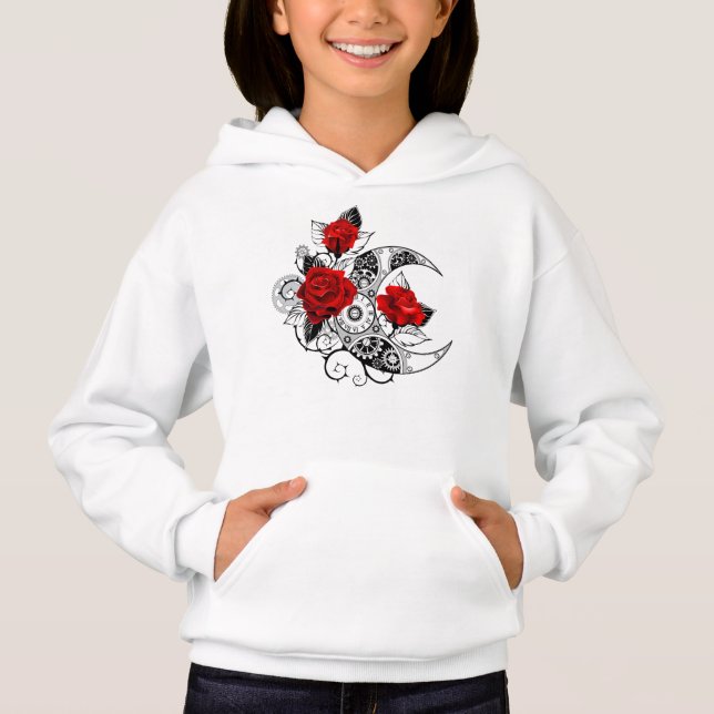 Mechanischer Halbmond mit Rote Rosen Hoodie (Vorderseite)